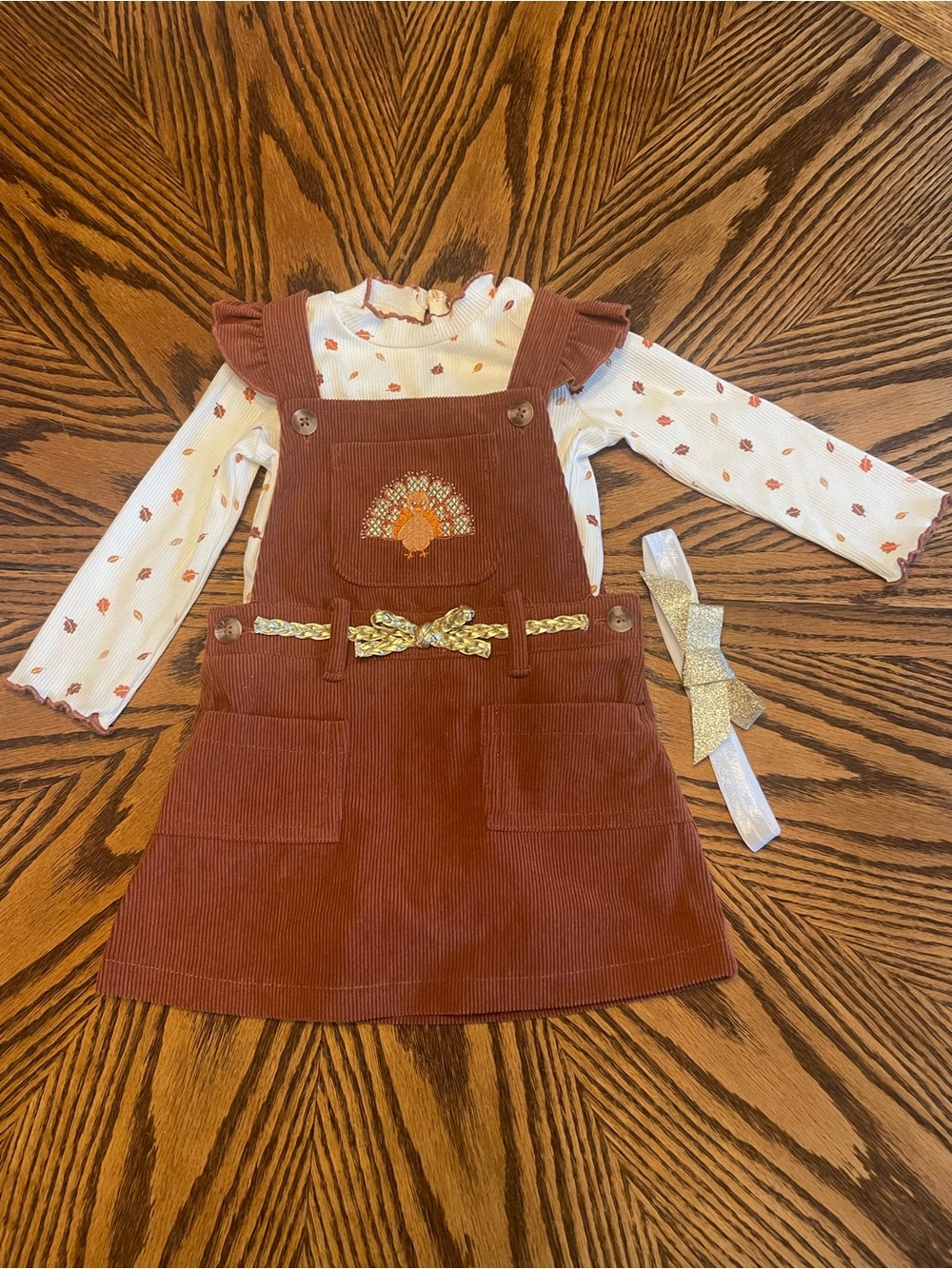 Infant Girl’s Little Lass Girls Corduroy Thanksgiving Jumper Size 12 Months